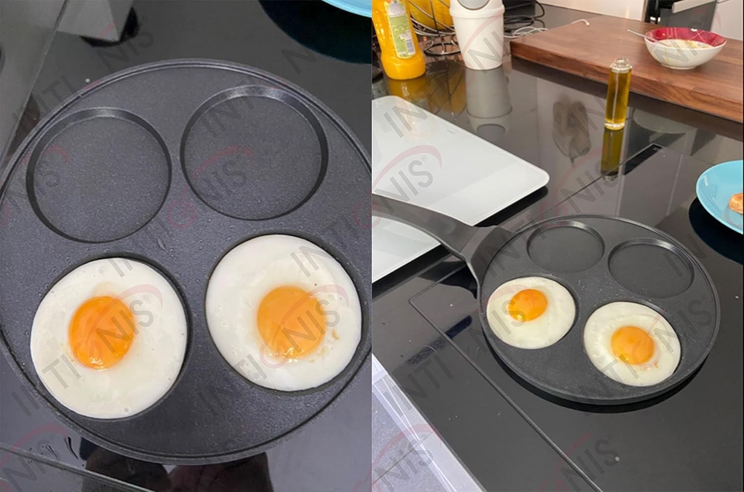 4-Hole Non-Stick Mini Pancake Pan 26cm Cast Aluminium Induction Safe