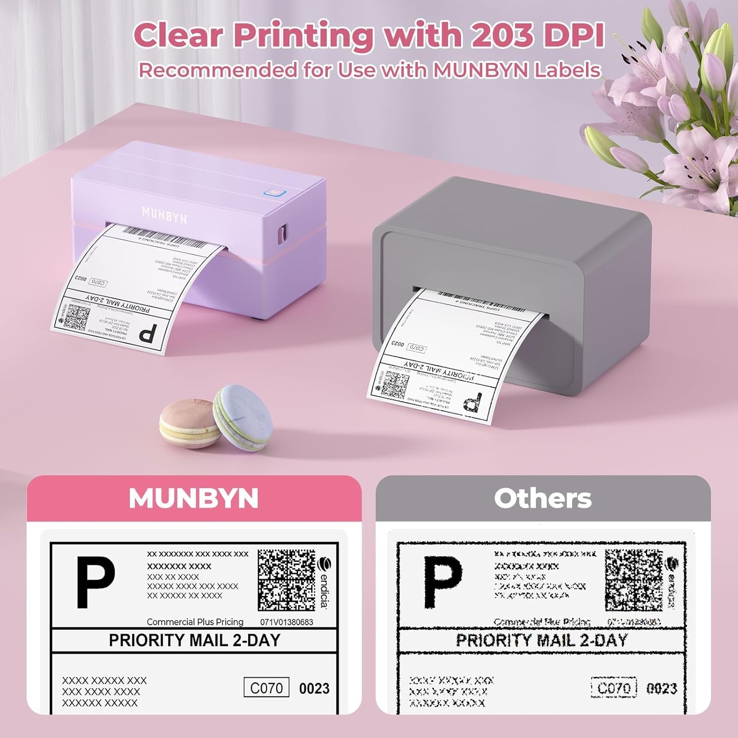 Bluetooth Shipping Label Printer 4x6 Thermal USB Purple