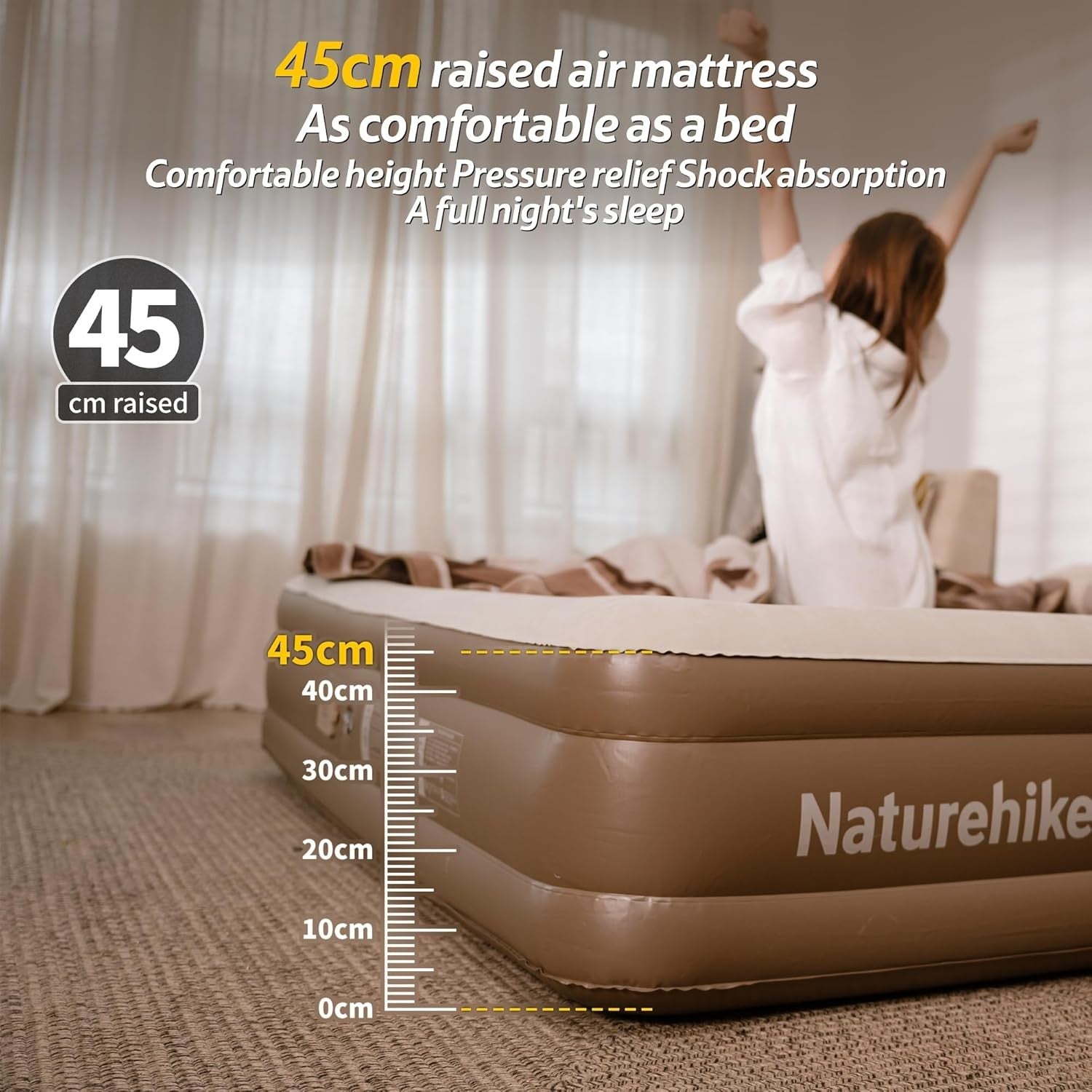 Double Air Mattress with Rechargeable Pump & Comfortable Camping Bed