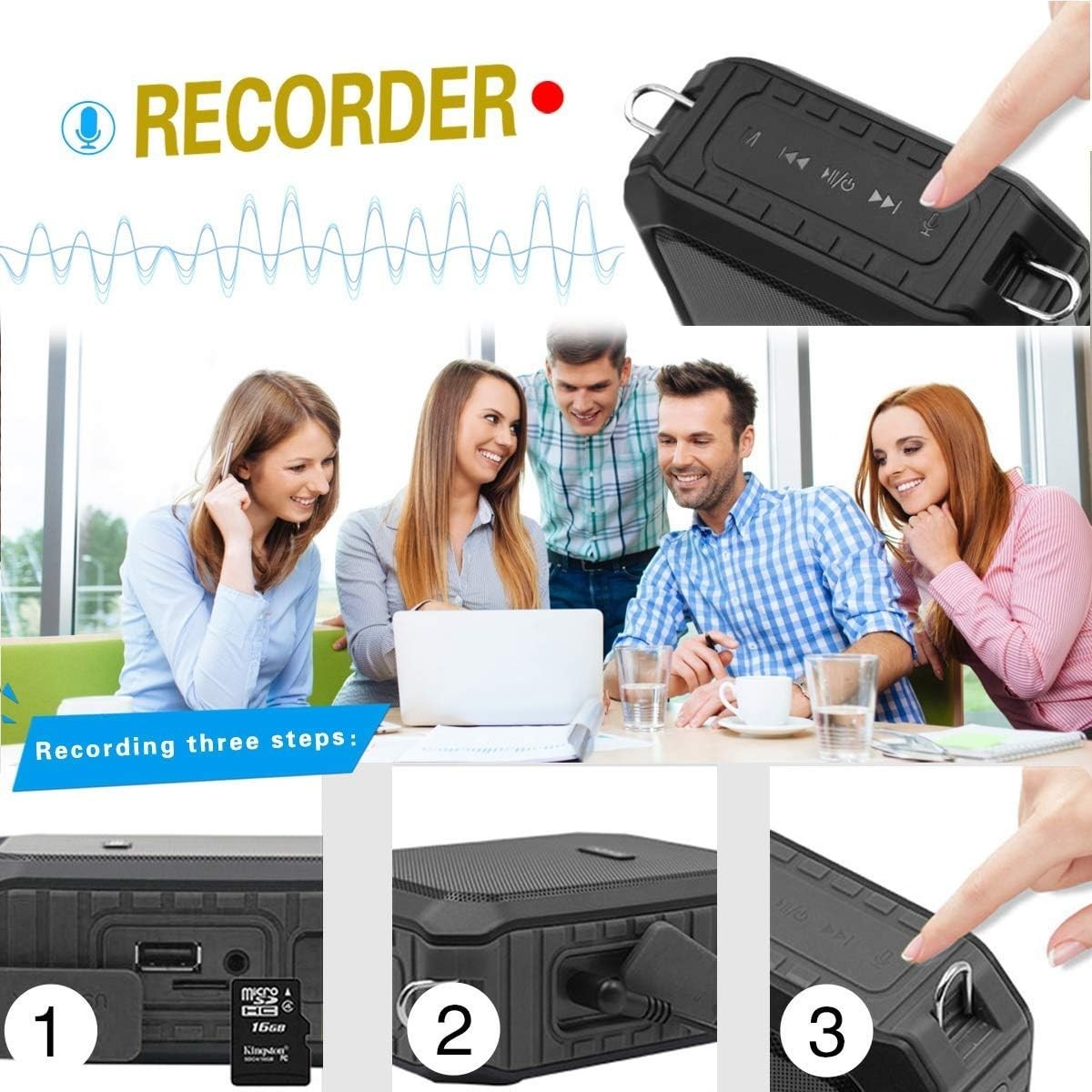 18W Voice Amplifier Wired Mic Bluetooth Speaker 12H Waterproof