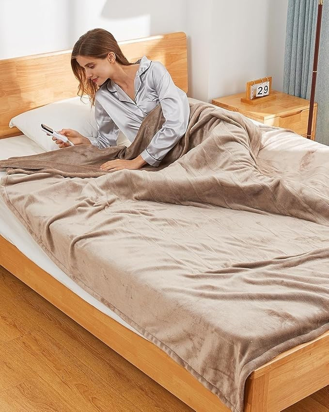 Electric Heated Throw Blanket 130x180cm Faux Fur Mink 6 Heat Levels