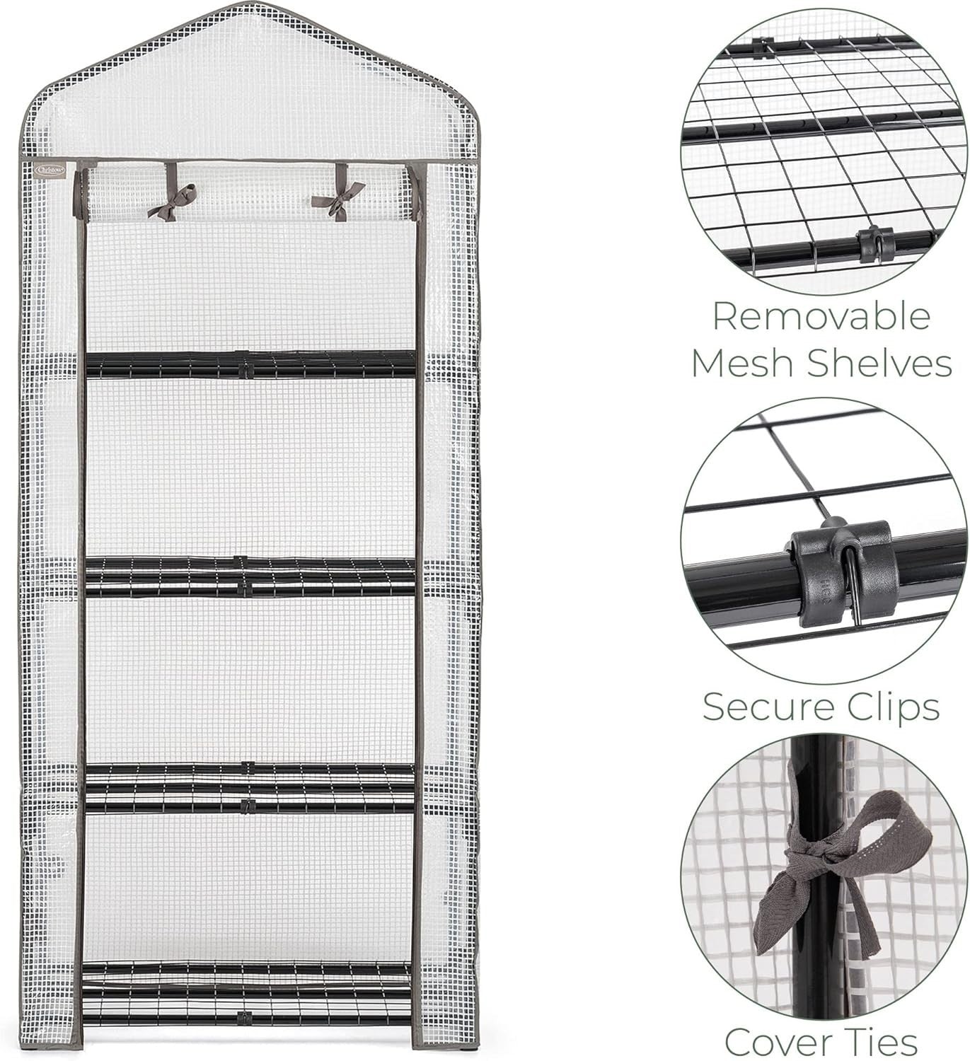 4 Tier Mini Greenhouse Reinforced Shelves Portable Garden Grow House 5ft x 2ft