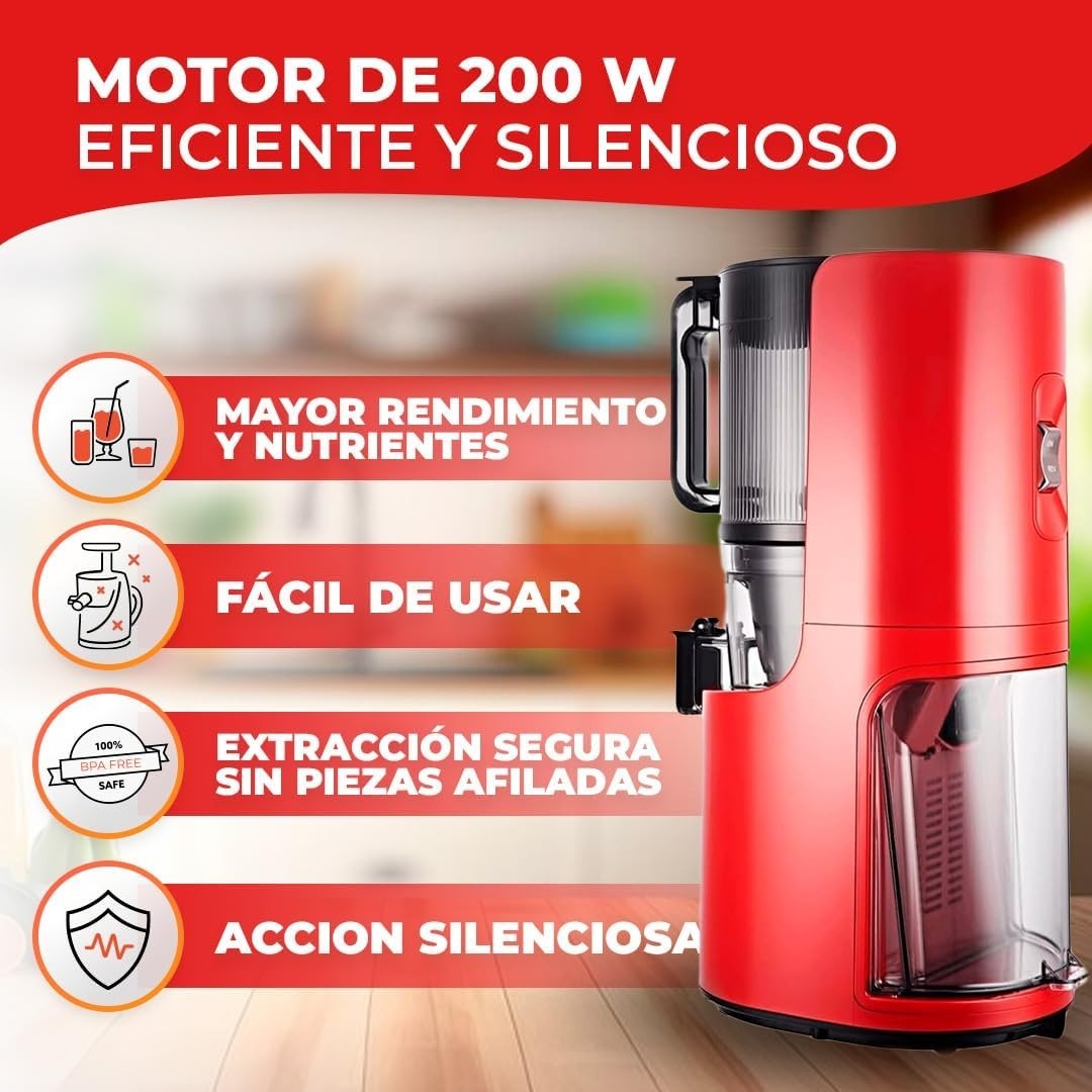 Smart Hopper Slow Juicer Clear Juice Easy Clean BPA Free Red