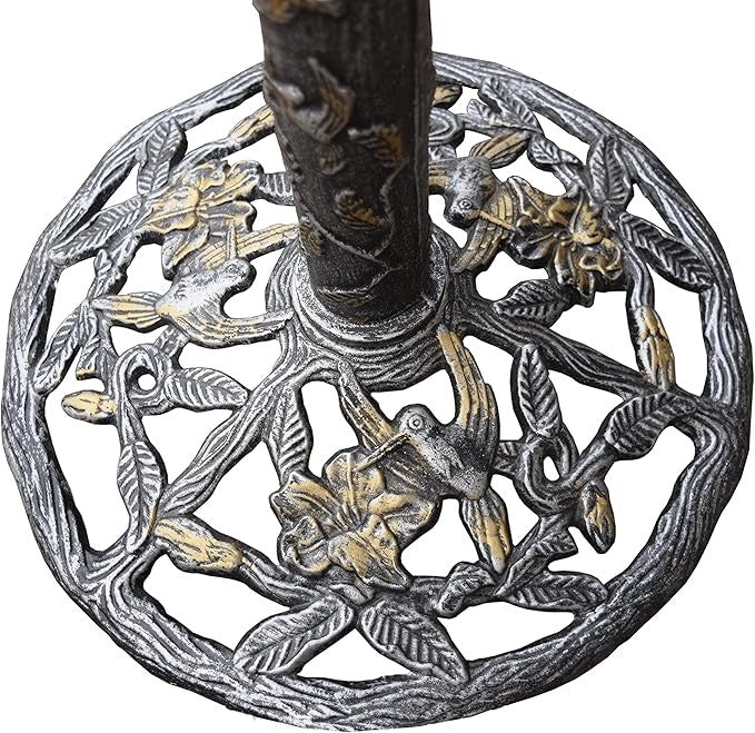 Antique Pewter Cast Bird Bath – Elegant Outdoor Hummingbird Garden Decor