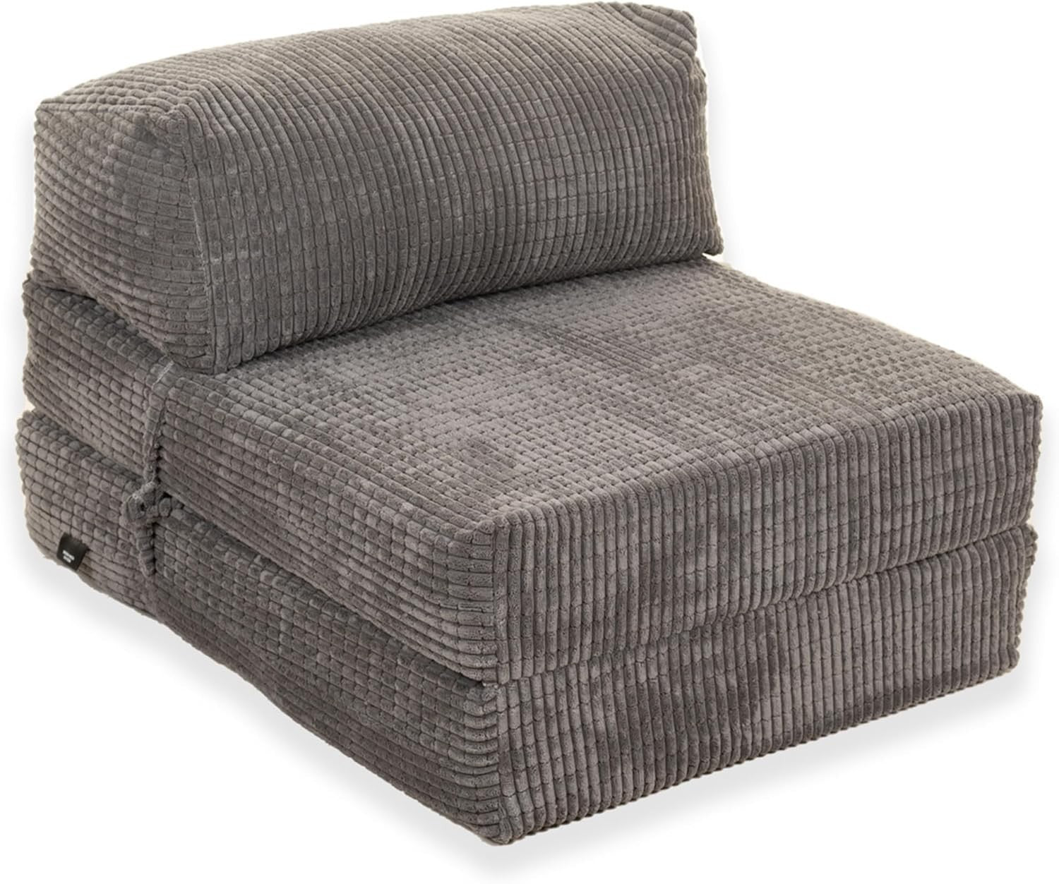 Fold Out Futon Chair Bed Single Sofa Corduroy Grey Portable Small Space