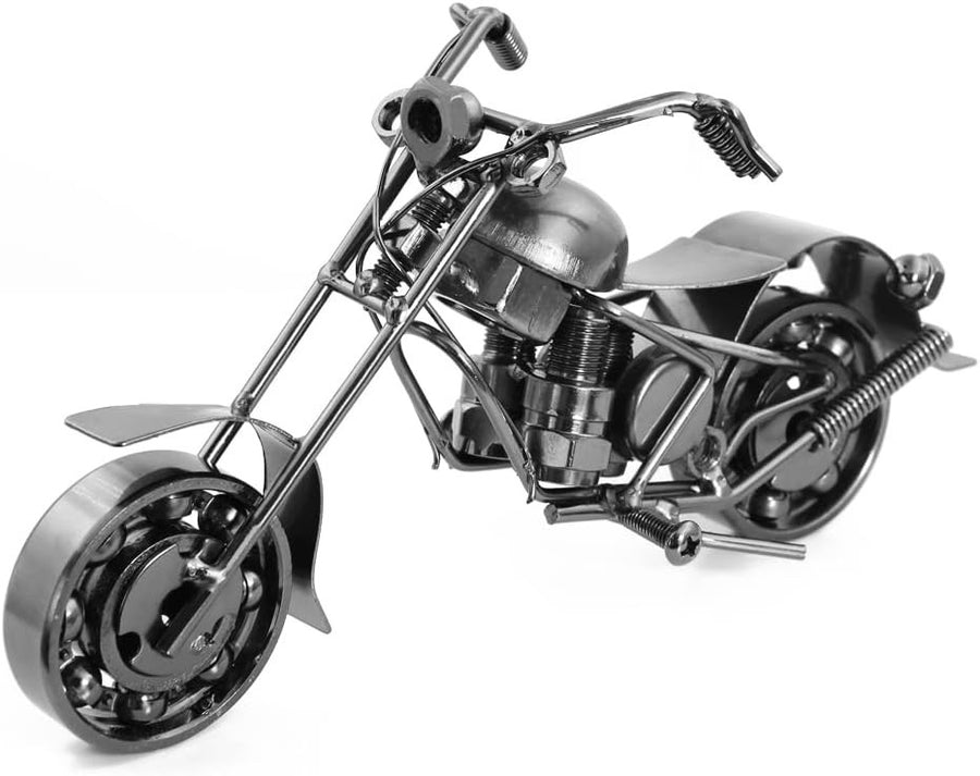 Retro Metal Motorcycle Model Desk Ornament - Vintage Home Office Decor Gift