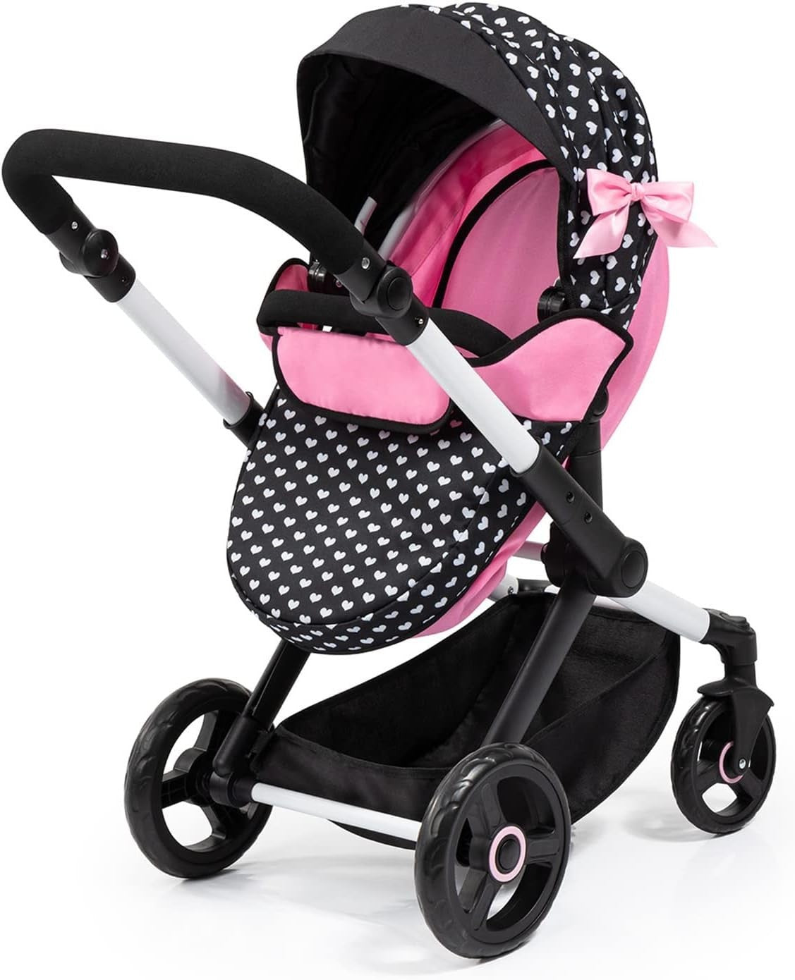 3in1 Dolls Pram Pushchair Carrycot Set Adjustable Handle Tall Toy Buggy