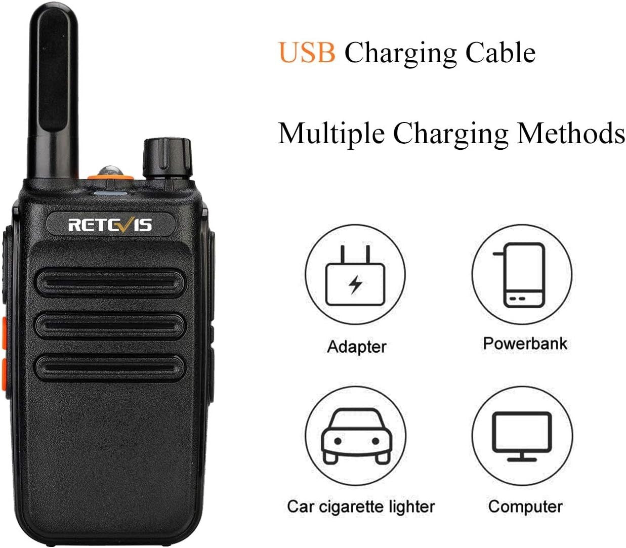 PMR446 Walkie Talkies 2 Pack Rechargeable VOX LED Flashlight Radio