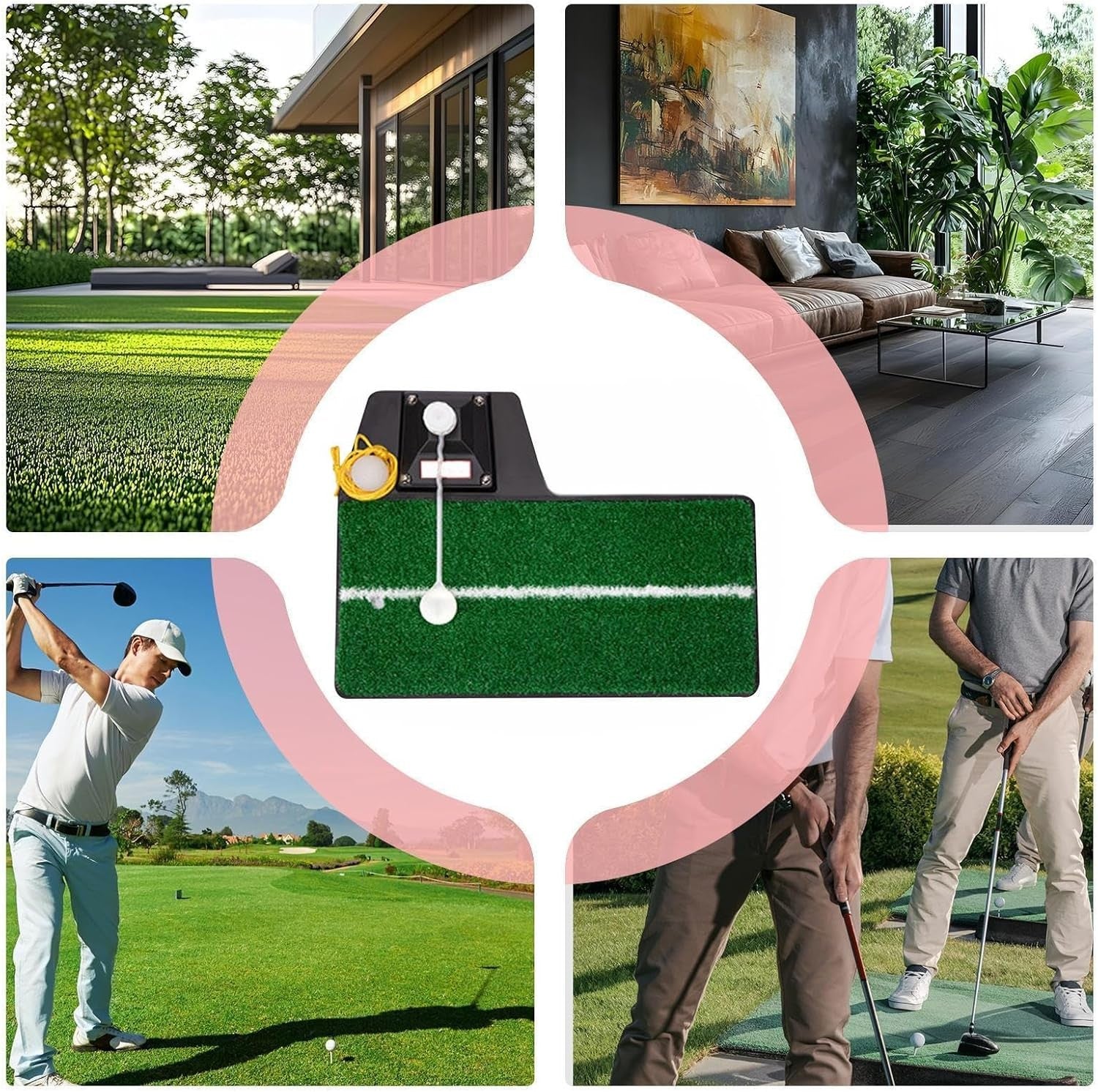 Golf Swing Training Aid Adjustable Hitting Mat Practice Simulator