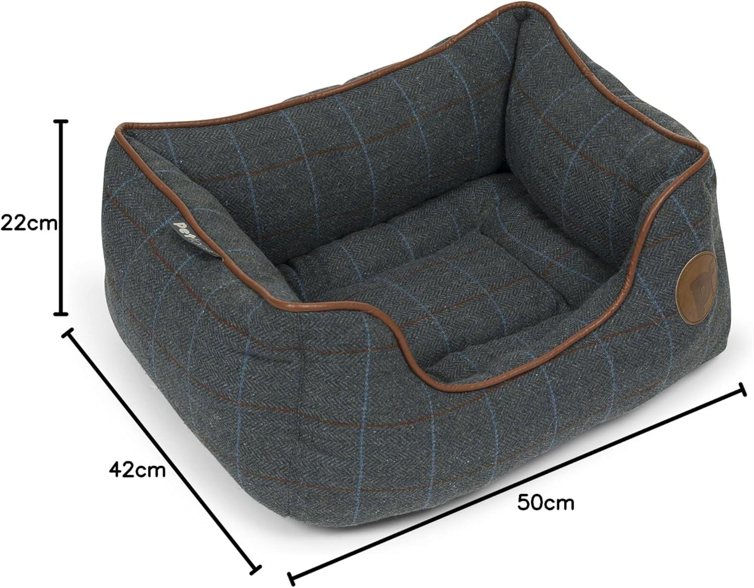 Small Tweed Dog Bed 50x42cm Reversible Cushion Cozy