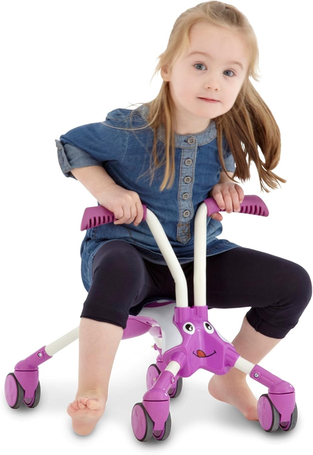 4 Wheel Toddler Balance Bike Foldable Ride On Trike 360 Wheels Pink