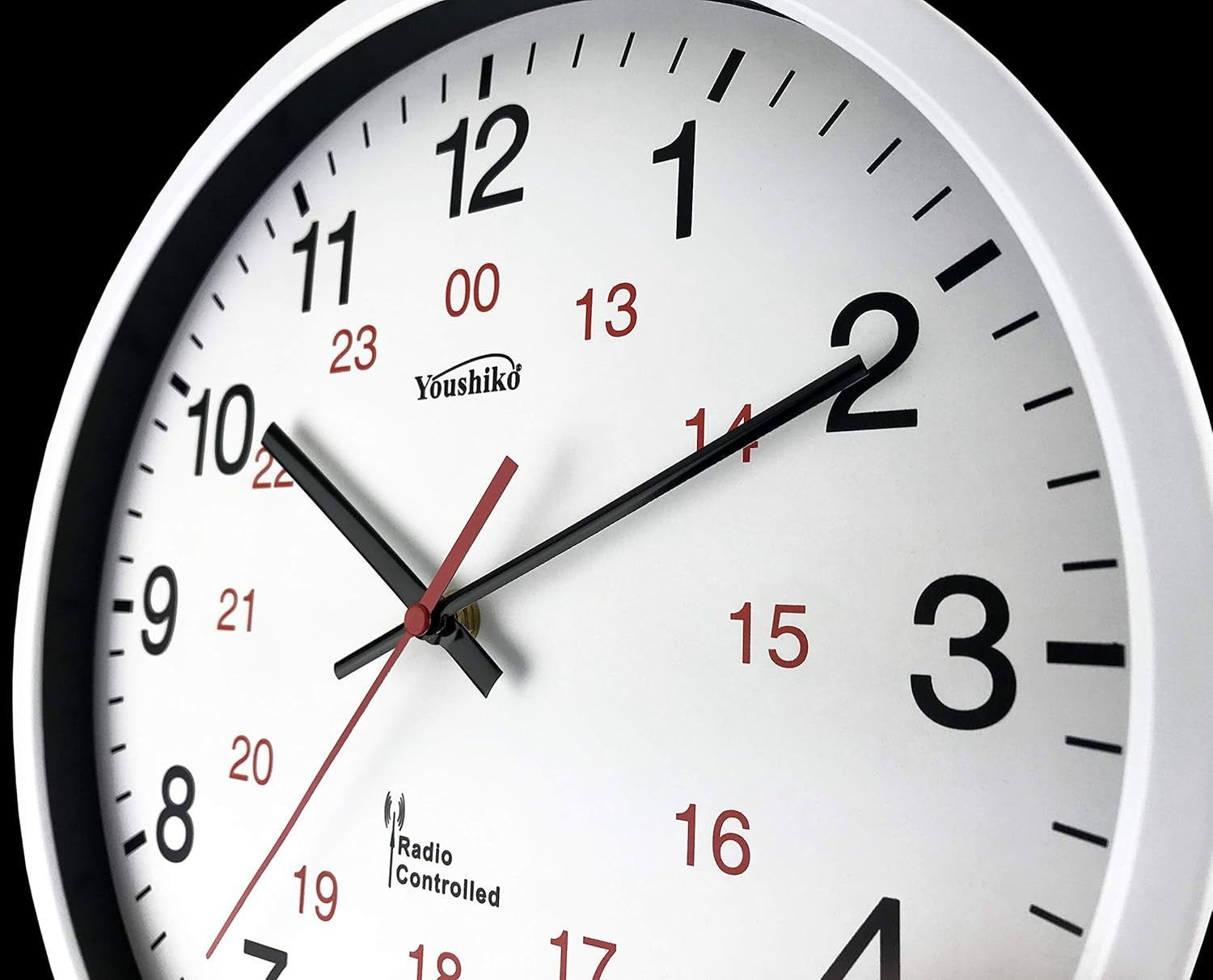 Large Radio Controlled Wall Clock 30cm Silent Sweep White Metal Modern Design