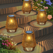 4 Pack Solar Rattan Lanterns Outdoor Garden Waterproof