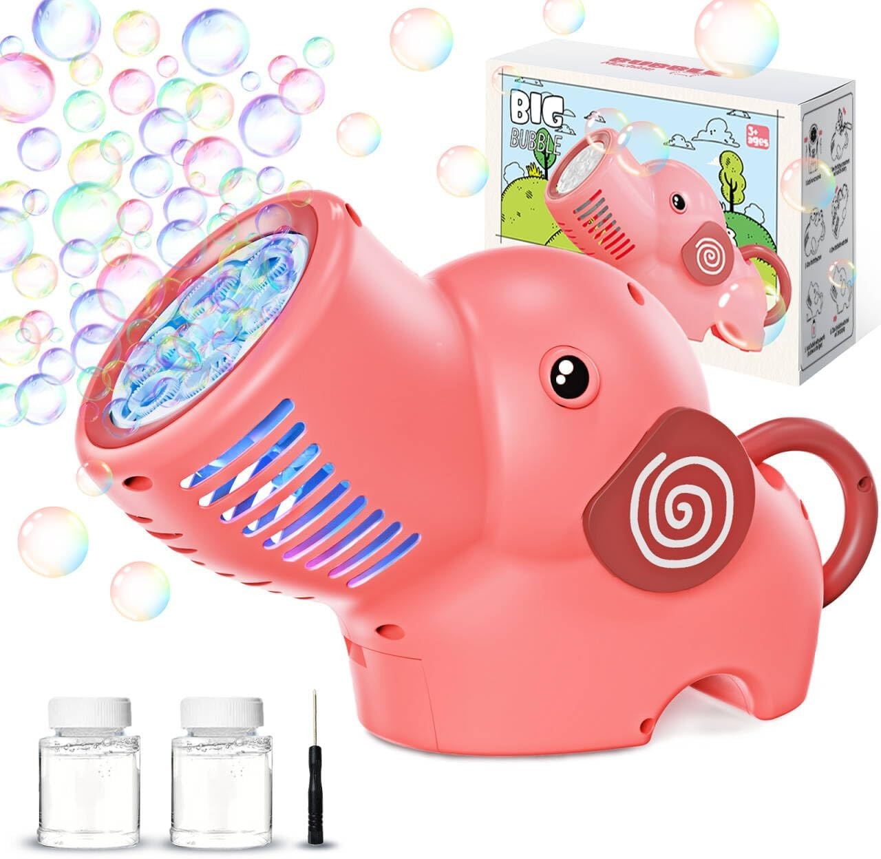 Bubble Gun LED Lights 10000 Bubbles Pink Toy