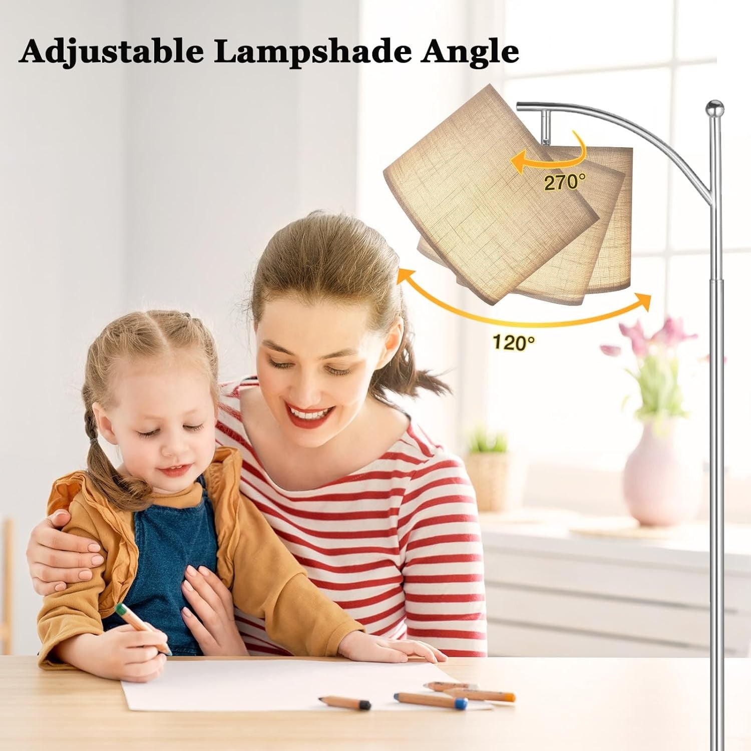 Modern Arc Floor Lamp Dimmable LED Remote Control Living Room