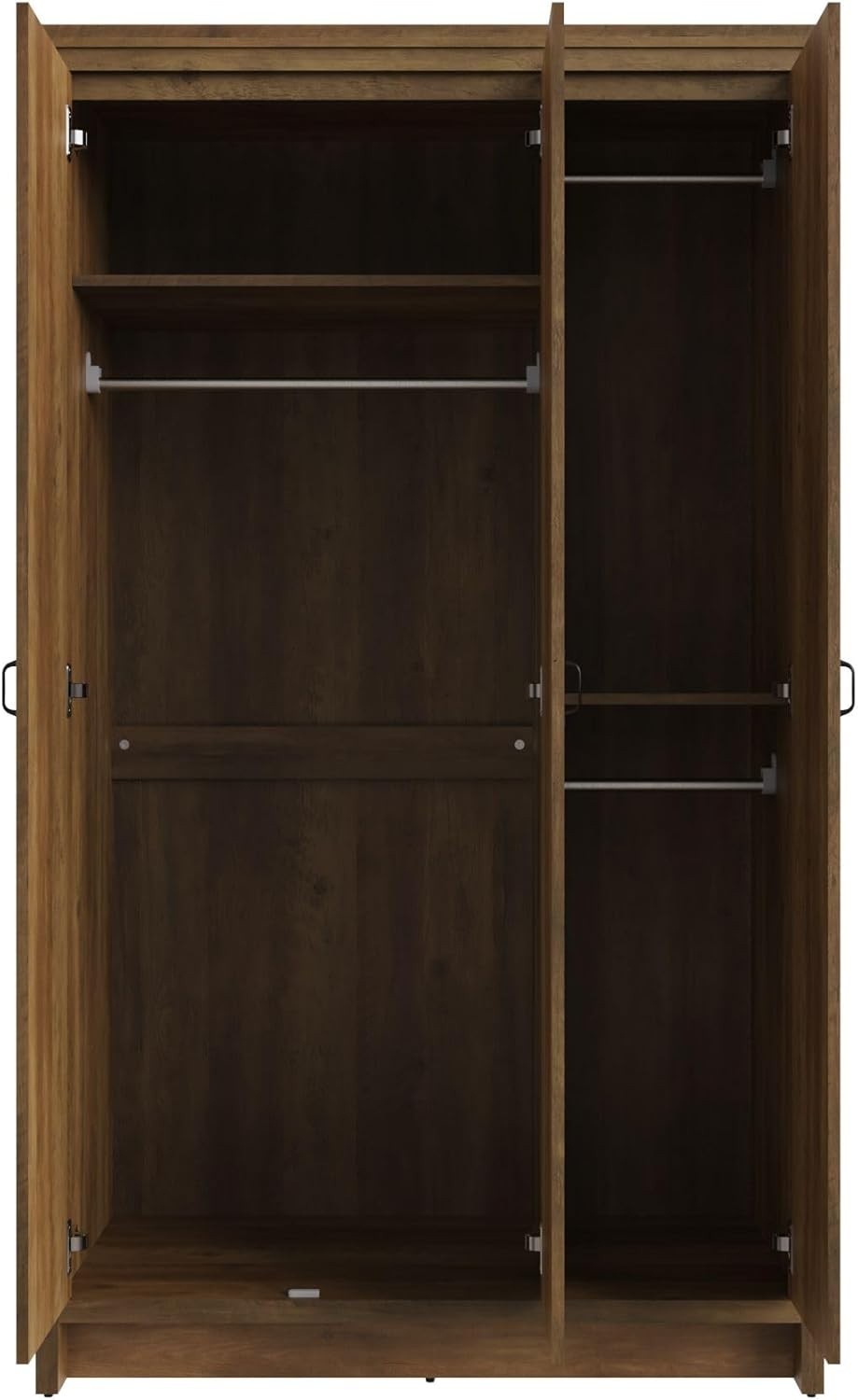 3 Door Oak Wardrobe Hanging Rail Shelves Storage Unit Bedroom Modern