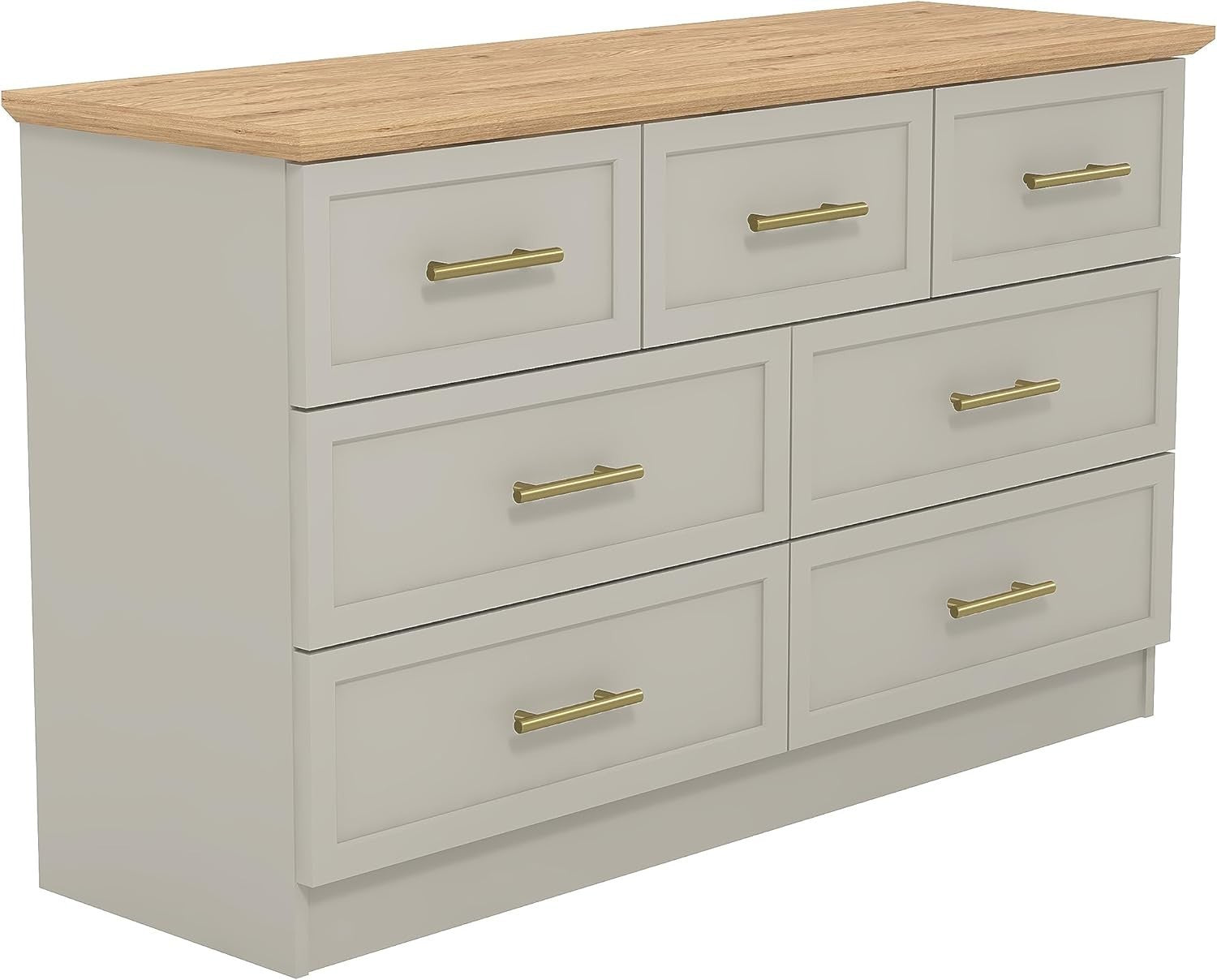 7-Drawer Storage Chest for Bedroom, Entryway & Living Room – Light Grey/Oak
