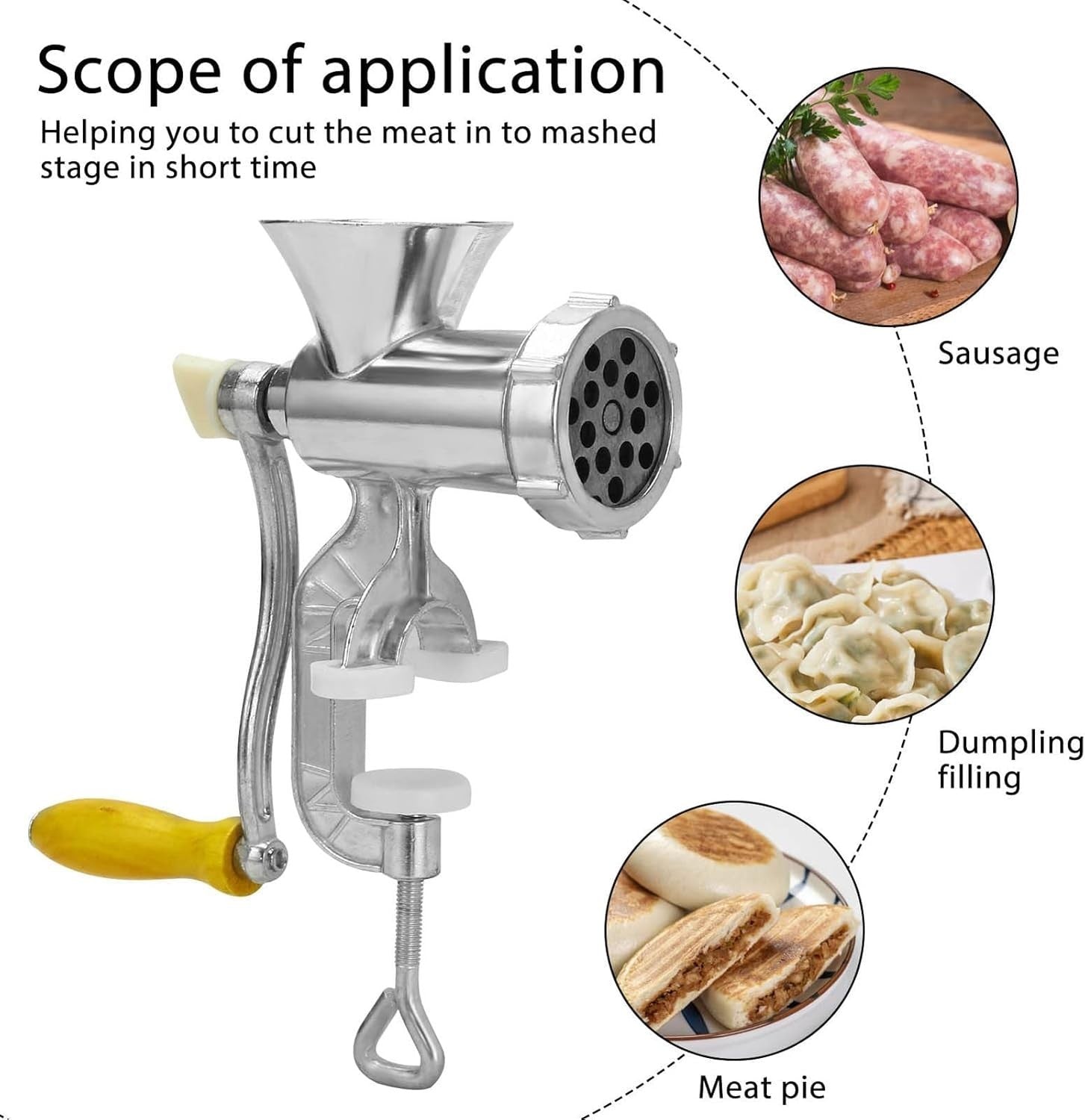 Manual Meat Grinder Sausage Maker Heavy Duty Aluminium Mincer Clamp