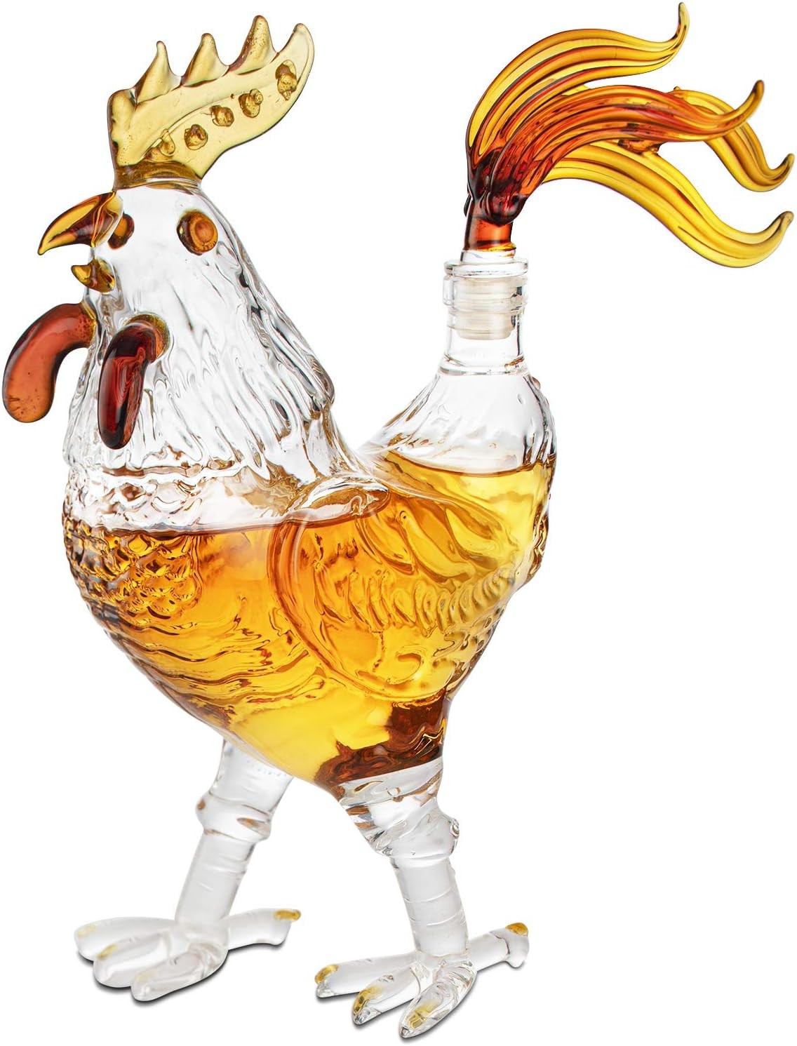 Rooster Whiskey Decanter 500ml – Unique Glass Cock Bottle for Spirits & Home Bar