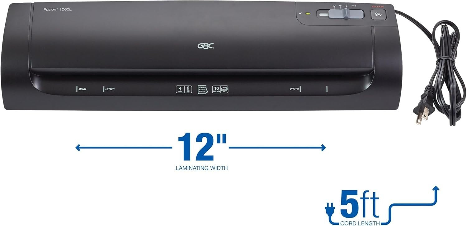 12” Thermal Laminator Easy Use Anti-Jam 4-Min Warm-Up + Pouches