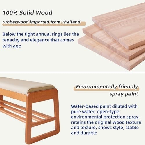 2-Tier Flip-Top Shoe Storage Bench with Padded Seat – Cherry Wood