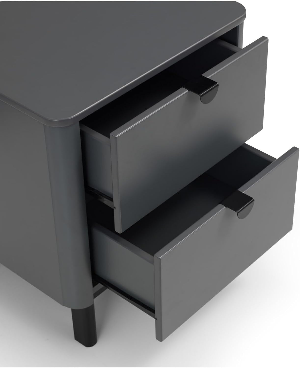 Modern Grey 2 Drawer Bedside Table – Sleek Wooden Nightstand Storage Unit
