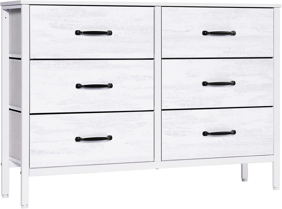 6 Drawer White Chest Storage Cabinet Bedroom Dresser TV Stand Modern