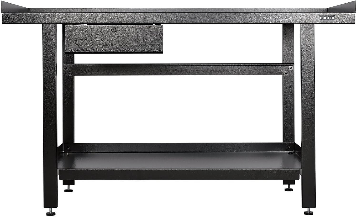 Heavy Duty 1.55m Steel Workbench with Lockable Drawer Adjustable Feet Bunker