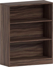3 Tier Walnut Wooden Bookcase Modern Storage Display Shelf for Living Room Low