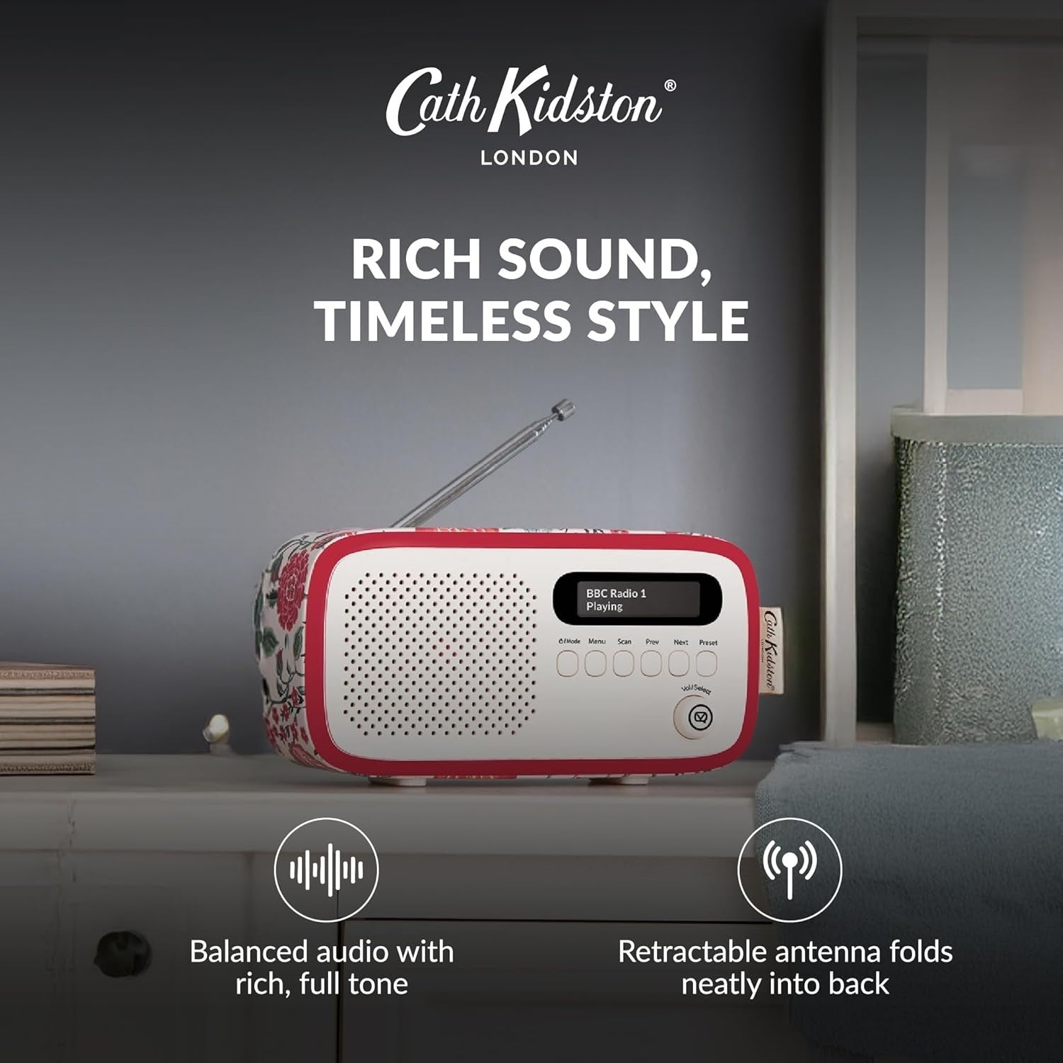 Portable DAB/DAB+ FM Radio Bluetooth Alarm Clock & Rechargeable