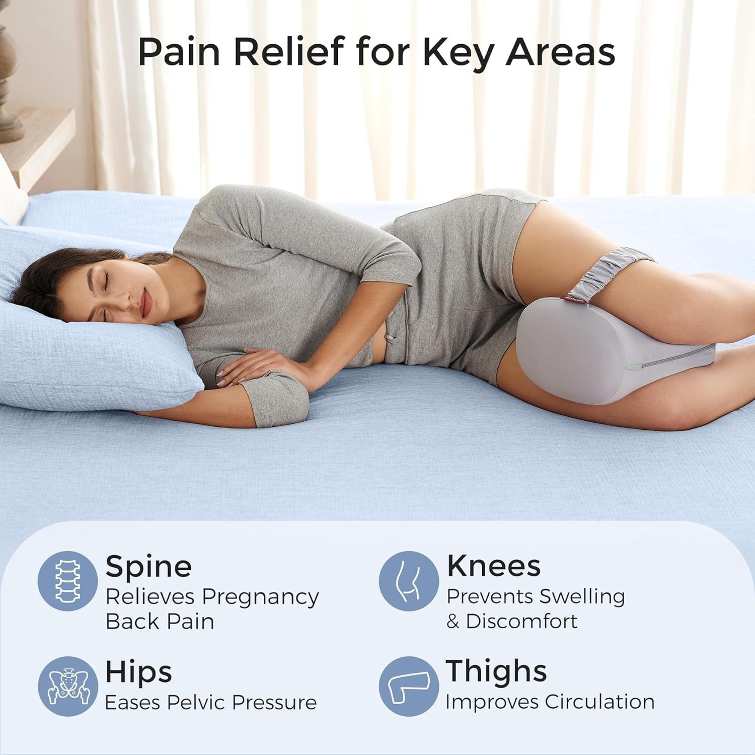 Knee Pillow for Side Sleepers Memory Foam Hip Back Sciatica Support