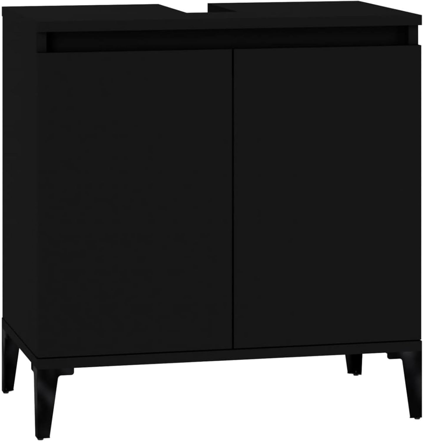Modern Black Bathroom Sink Cabinet | Under Sink Storage Cupboard 58x33x60cm