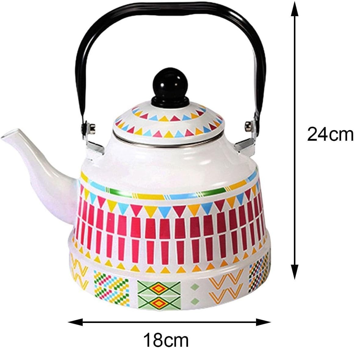 2.5L Retro Enamel Tea Kettle Stovetop Water Pot Induction Safe