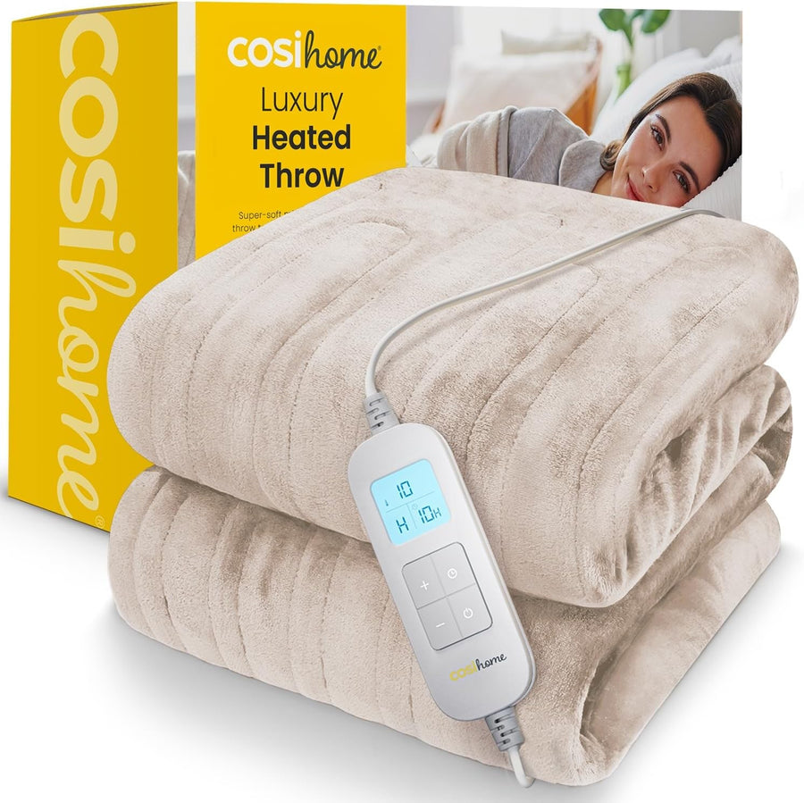 Electric Heated Throw Blanket Extra Large 10 Heat Settings Timer Washable