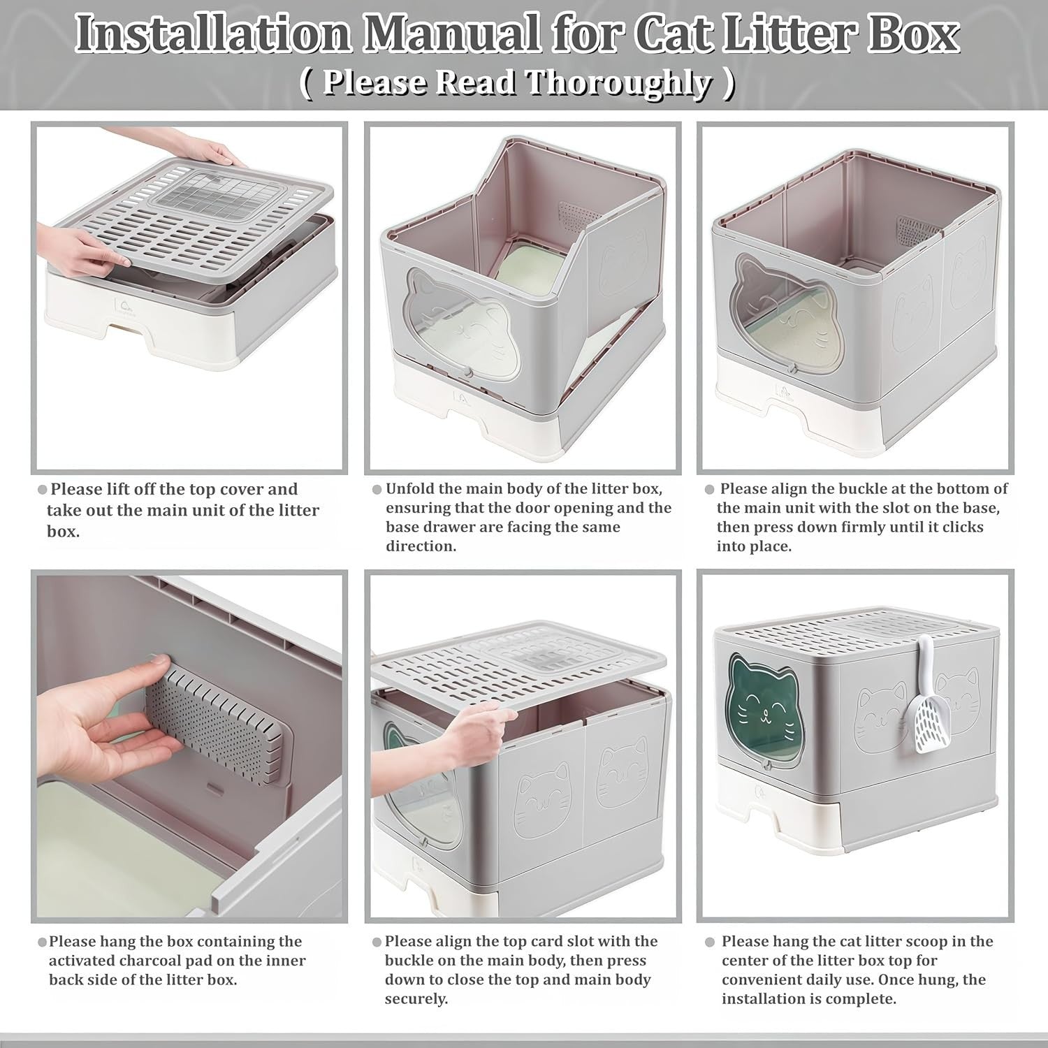XL Hooded Cat Litter Box Covered Enclosed Tray Drawer Odor Control