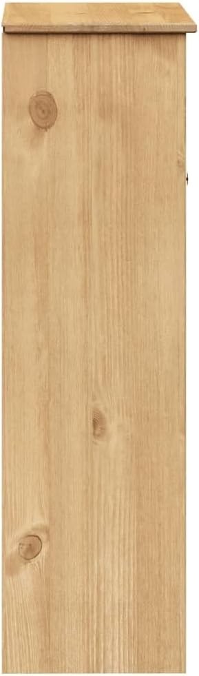 Pine Wood Dresser Top Cabinet 4 Shelves Glass Doors Kitchen Storage Brown