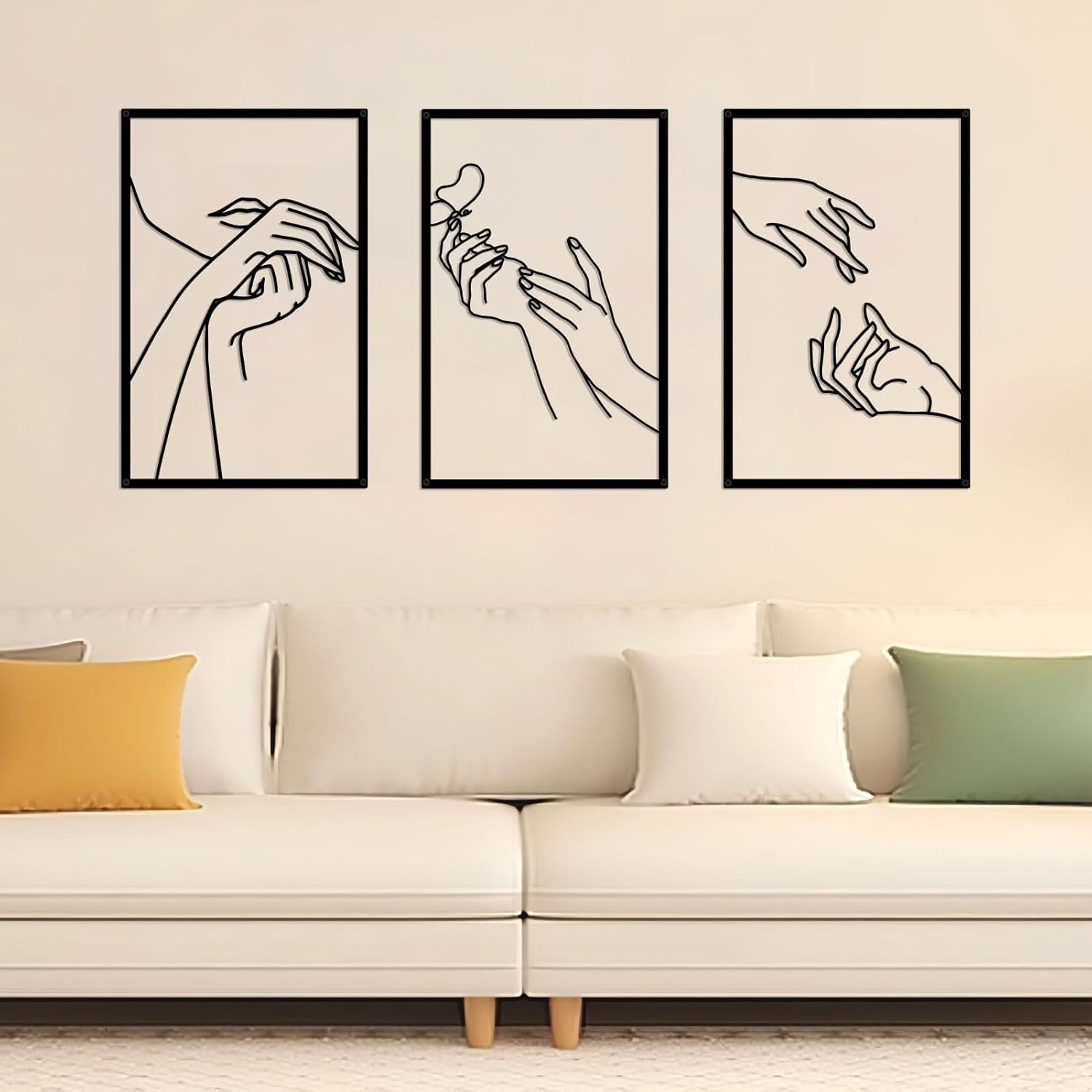 Minimalist Line Art Metal Wall Decor Female Hands Abstract Modern Home Art