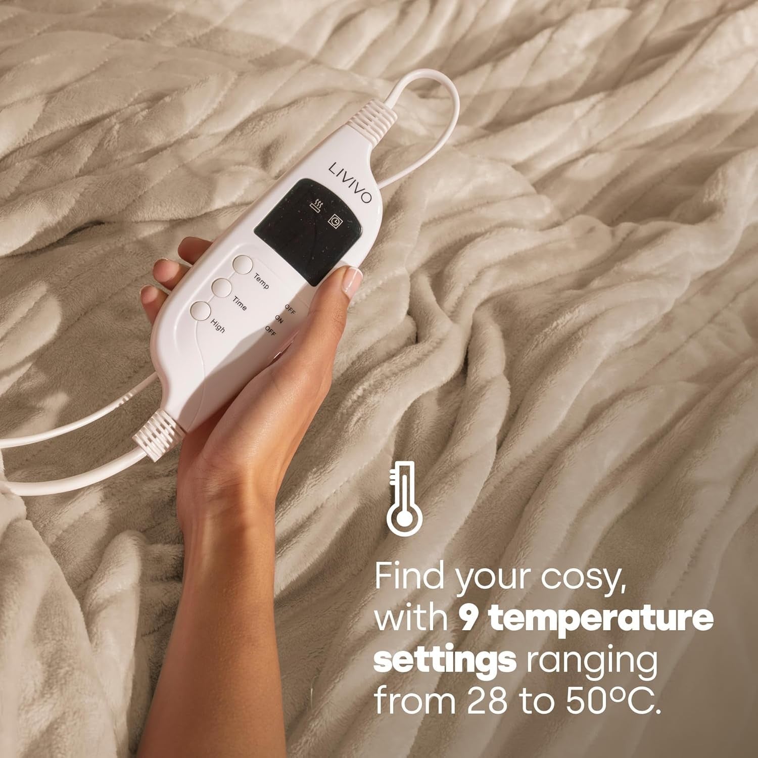 Electric Heated Throw Blanket 9 Heat Settings Timer Soft Fleece 160x130cm