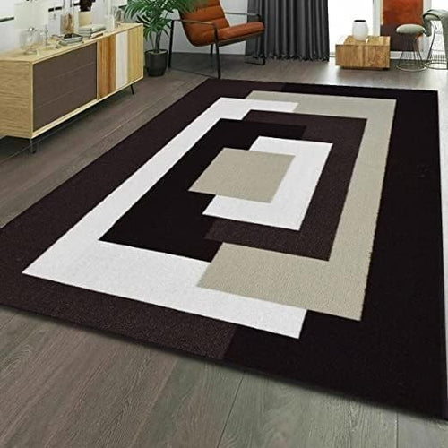 Modern Geometric Area Rug 120x170cm Non Slip Living Room Floor Carpet Beige