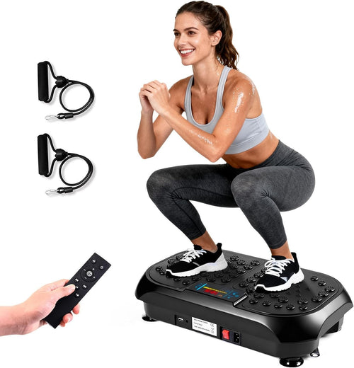 Black Whole Body Vibration Fitness Platform 120 Levels Bluetooth Home Gym