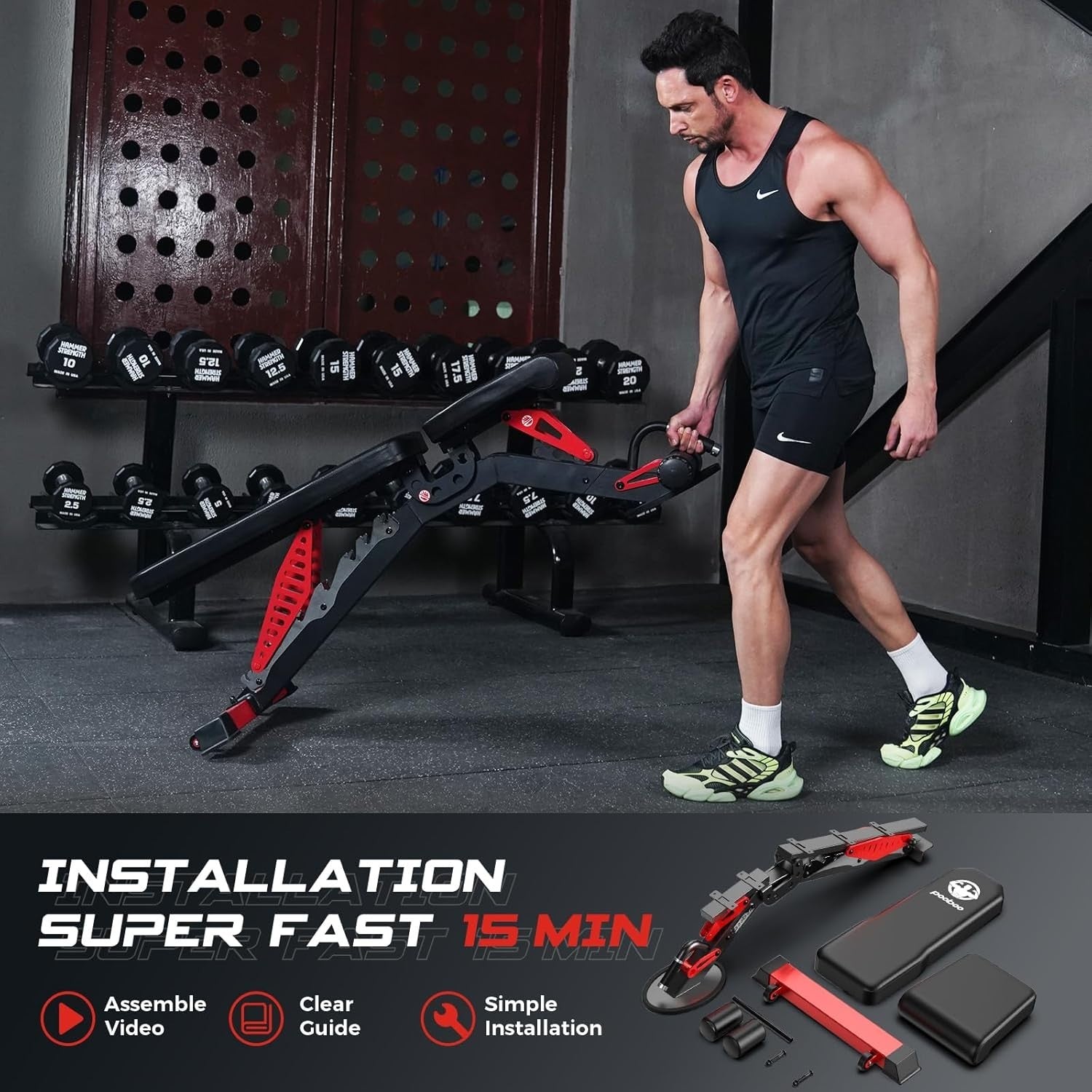 Heavy Duty Adjustable Weight Bench 1500lb Foldable Incline Decline