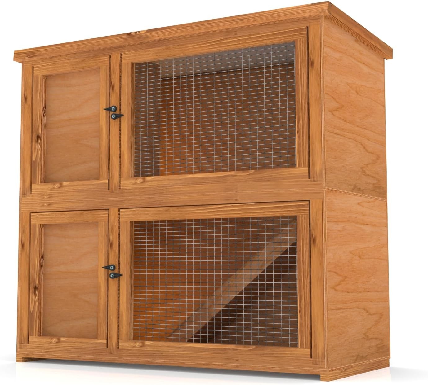 3ft Double Rabbit Hutch Fully Assembled Indoor Outdoor Wooden Cage