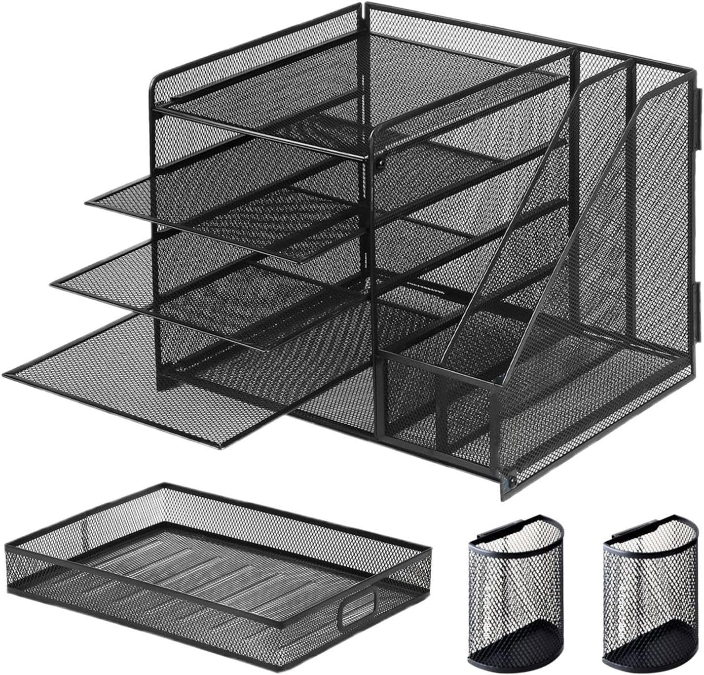 5-Tier Mesh Desk Organiser File Storage Pen & Document Holder 31cm