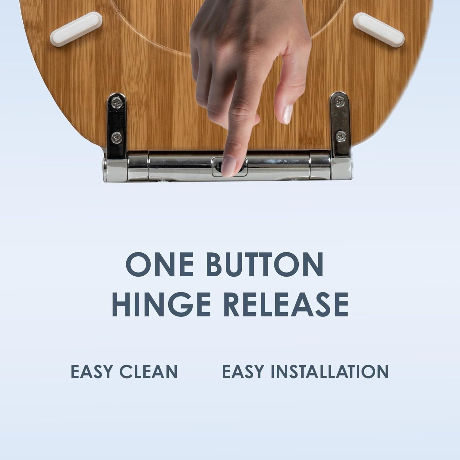 Luxury Bamboo Toilet Seat Soft Close Moulded Wood Stainless Steel Hinges Click