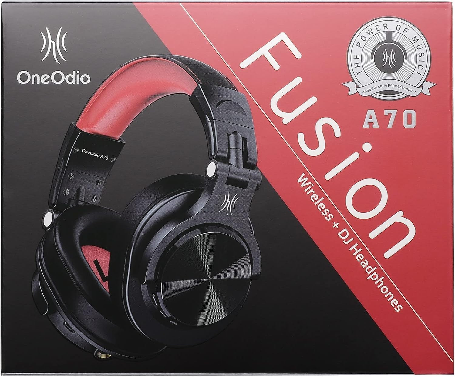 OneOdio Red Bluetooth Headphones 72H HiFi DJ Over Ear Foldable Share Port