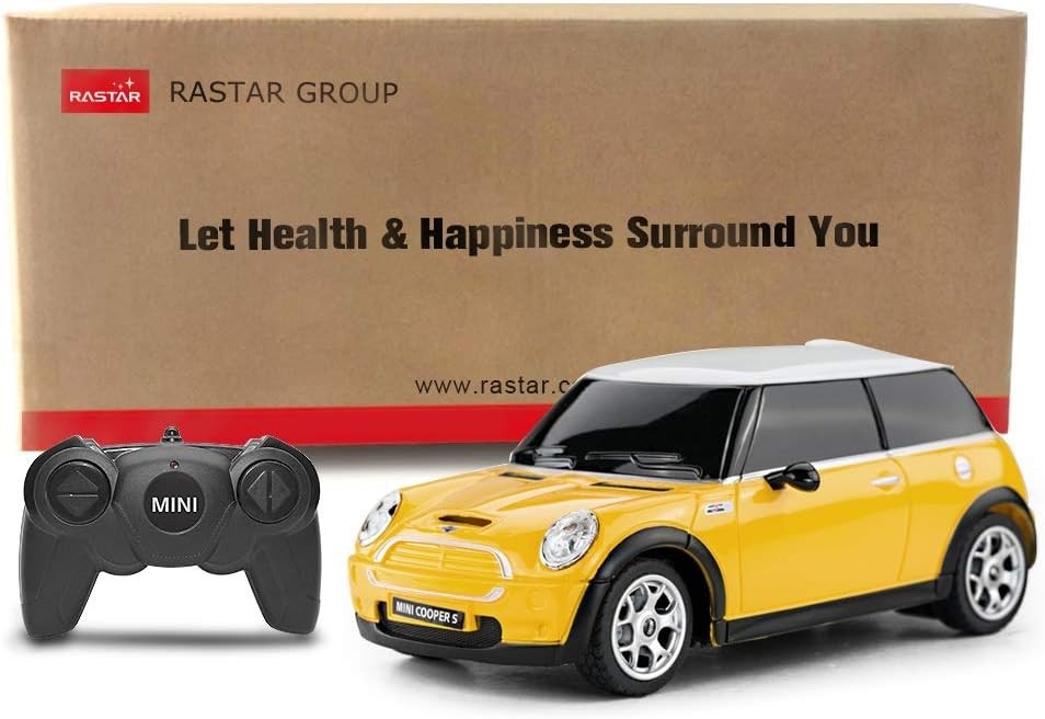 Mini Cooper S 1:24 RC Car – Yellow Remote Control Toy Car for Kids & Adults