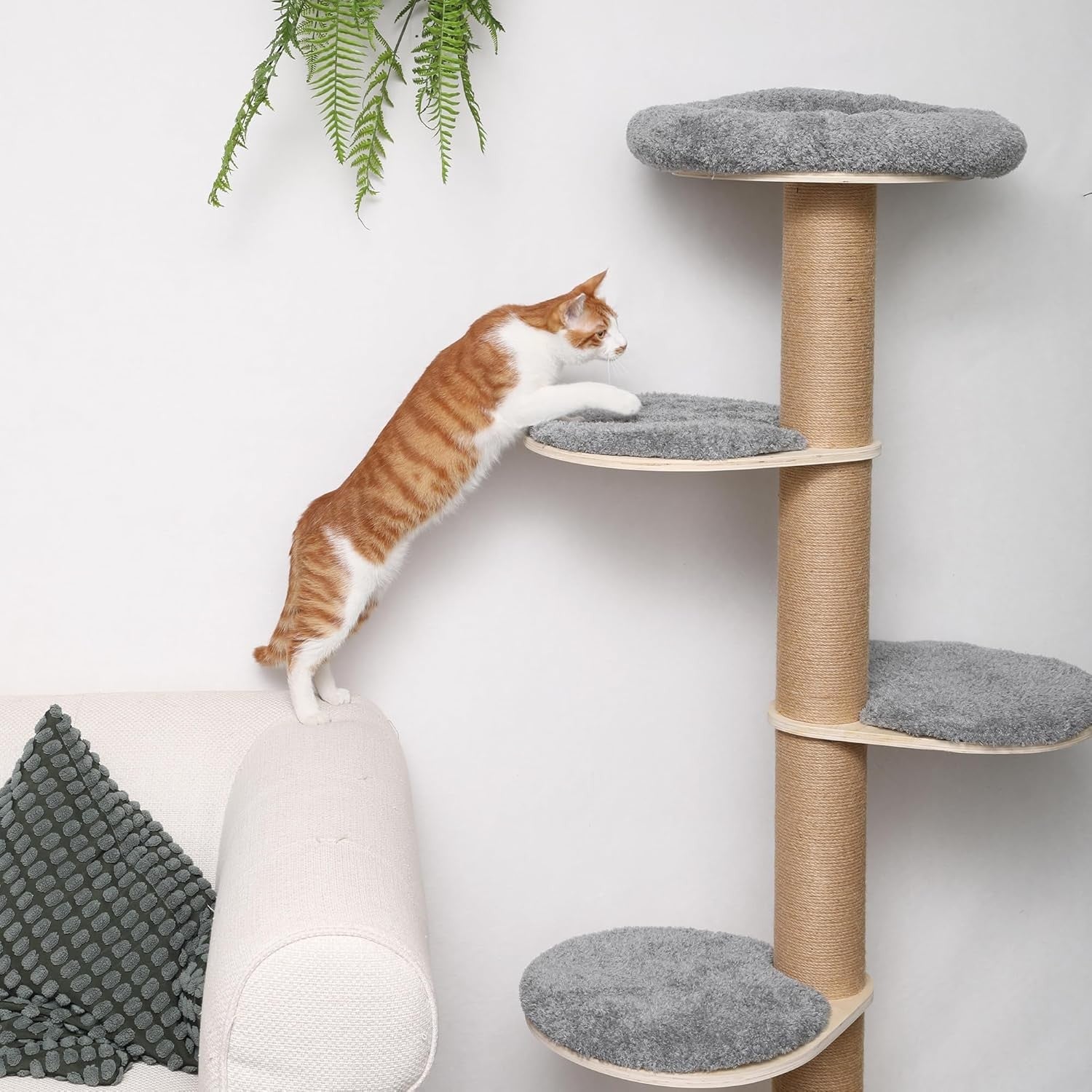 Cat Window Perch Tree Wall Mounted Scratching Post Plush Bed Indoor