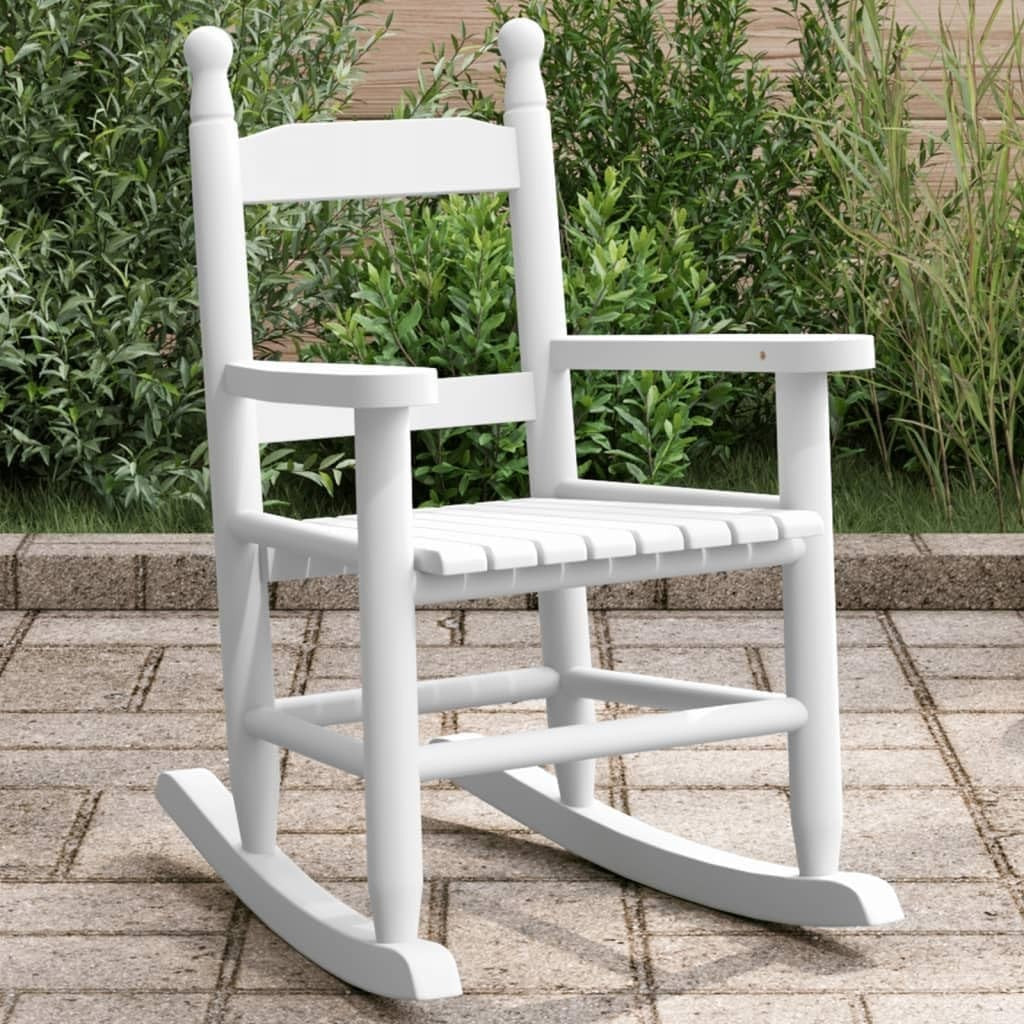 Kids White Wooden Rocking Chair with Waterproof Finish & Safety Design