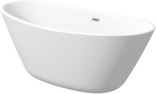 White Double Ended Freestanding Slipper Bath 1500x750mm Brass Overflow