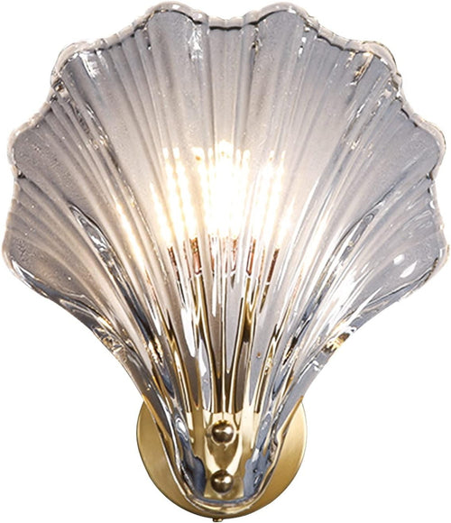 Modern Shell Glass Wall Sconce Light, Elegant LED Lamp for Bedroom Bath